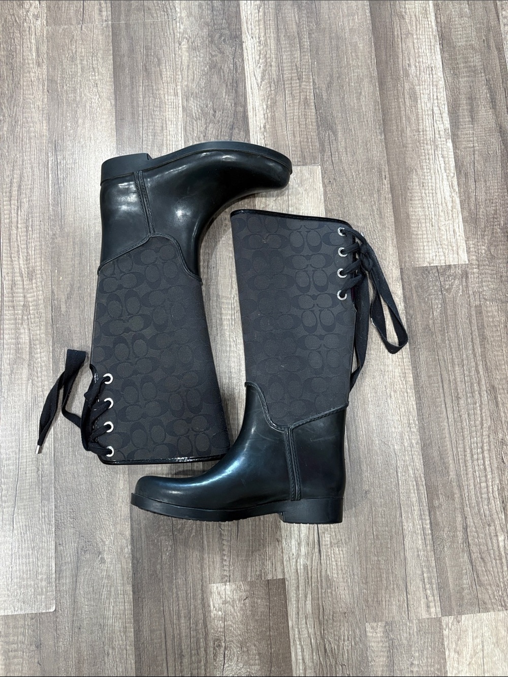 Women's Black Lace-Up Riding Boots
